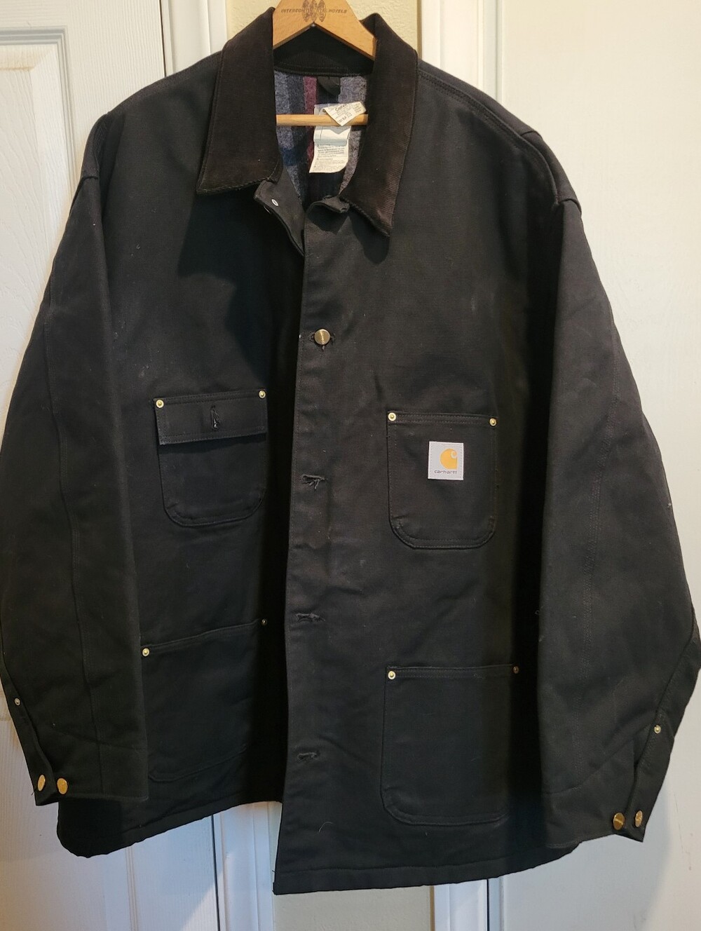 Carhartt Men's Black Chore Coat Jacket blanket lined 4XL
